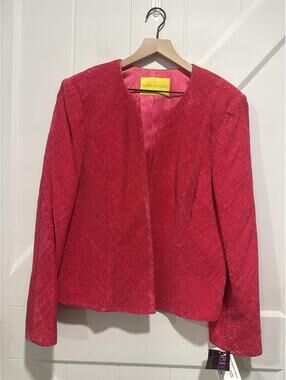Flores & Flores Vibrant Pink 100% Silk Blazer Jacket, Size 16